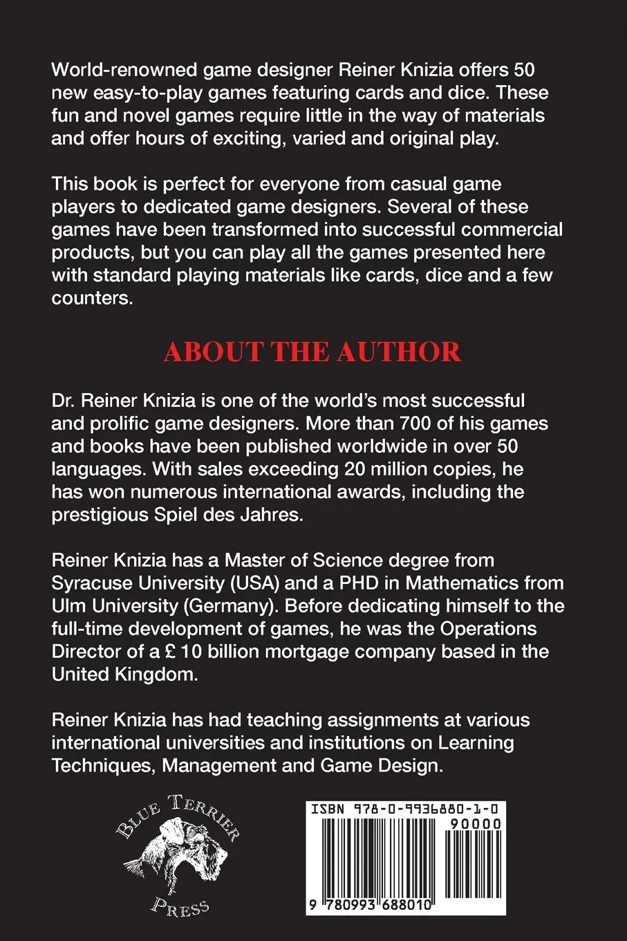 Rückseite: 9780993688010 | New Tactical Games With Dice And Cards | Reiner Knizia | Taschenbuch