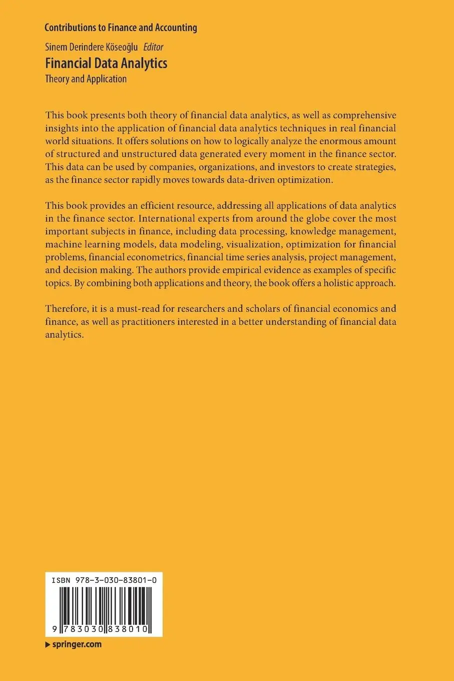 Rückseite: 9783030838010 | Financial Data Analytics | Theory and Application | Köseo¿lu | Buch