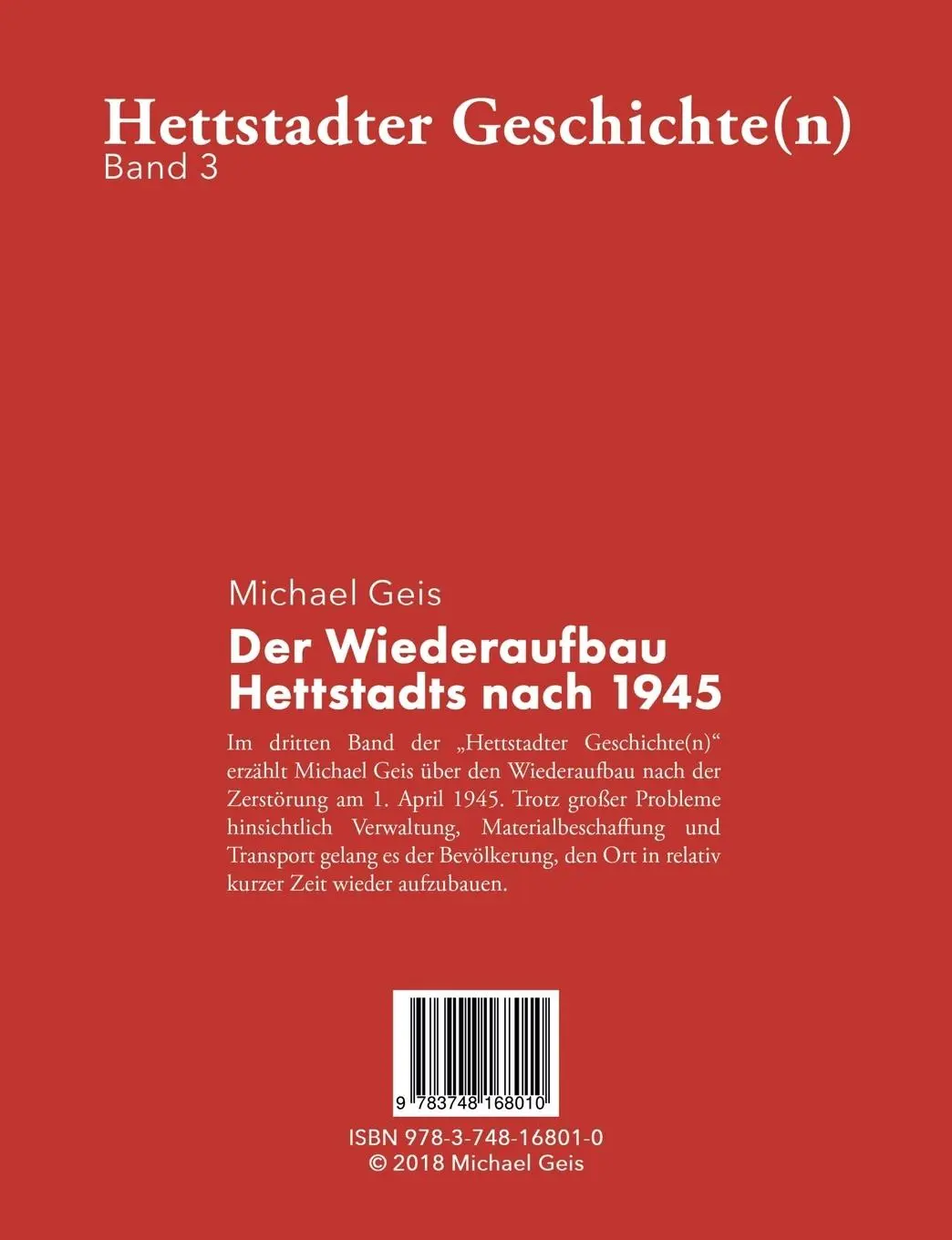 Rückseite: 9783748168010 | Der Wiederaufbau Hettstadts nach 1945 | Hettstadter Geschichte(n) 3