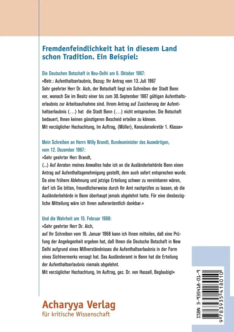Rückseite: 9783935418010 | Preis des aufrechten Gangs | Prodosh Aich | Taschenbuch | Paperback