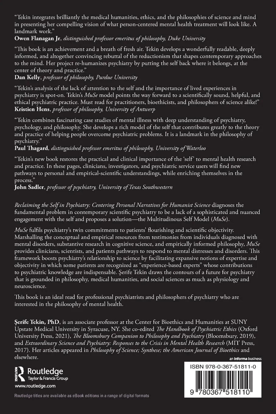 Rückseite: 9780367518110 | Reclaiming the Self in Psychiatry | ¿Erife Tekin | Taschenbuch | 2025