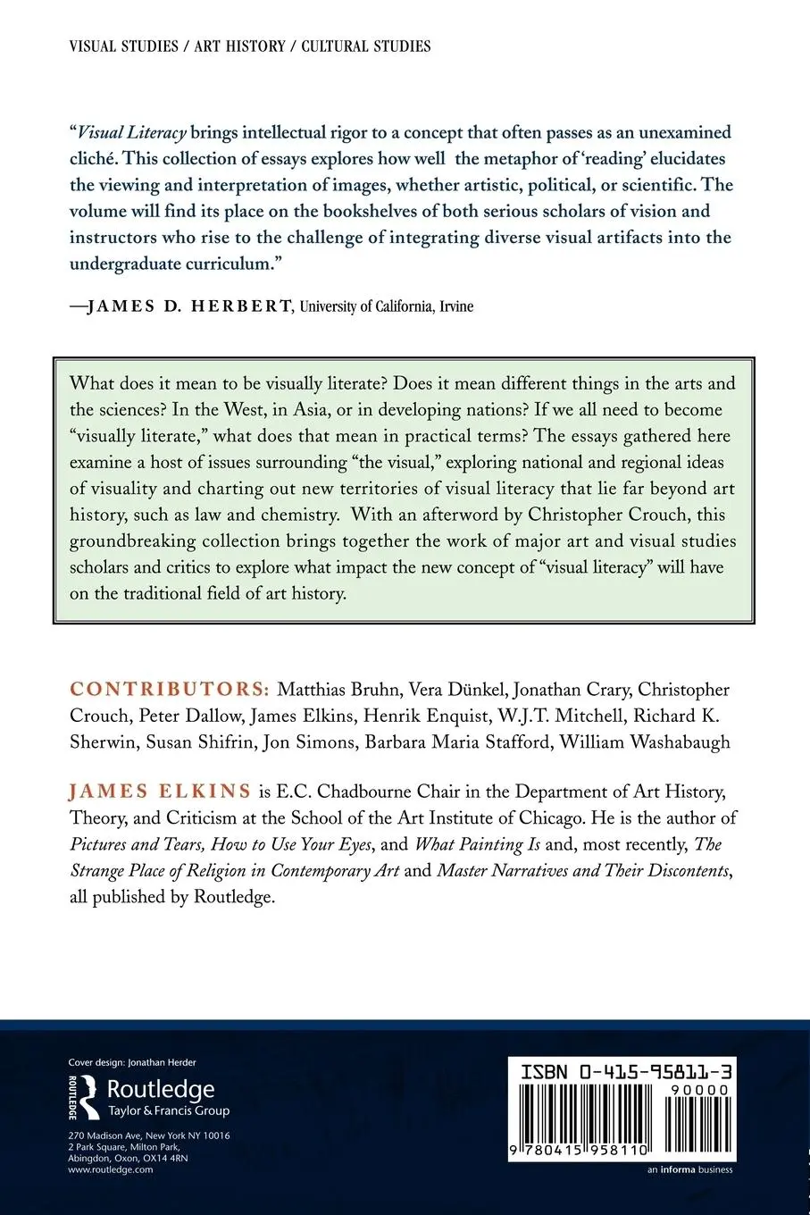 Rückseite: 9780415958110 | Visual Literacy | James Elkins | Taschenbuch | Englisch | 2007
