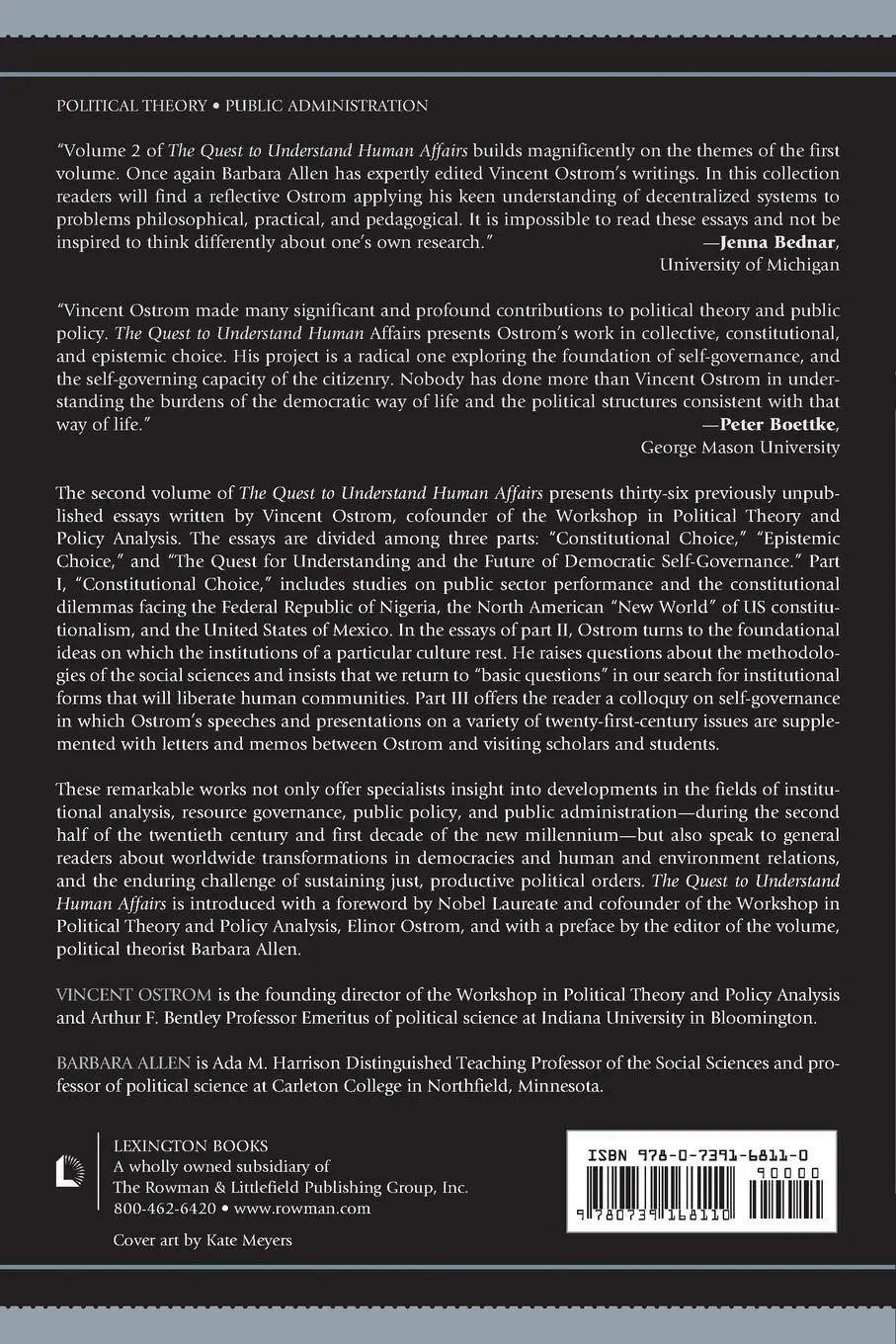 Rückseite: 9780739168110 | Quest to Understand Human Affairs | Vincent Ostrom | Taschenbuch