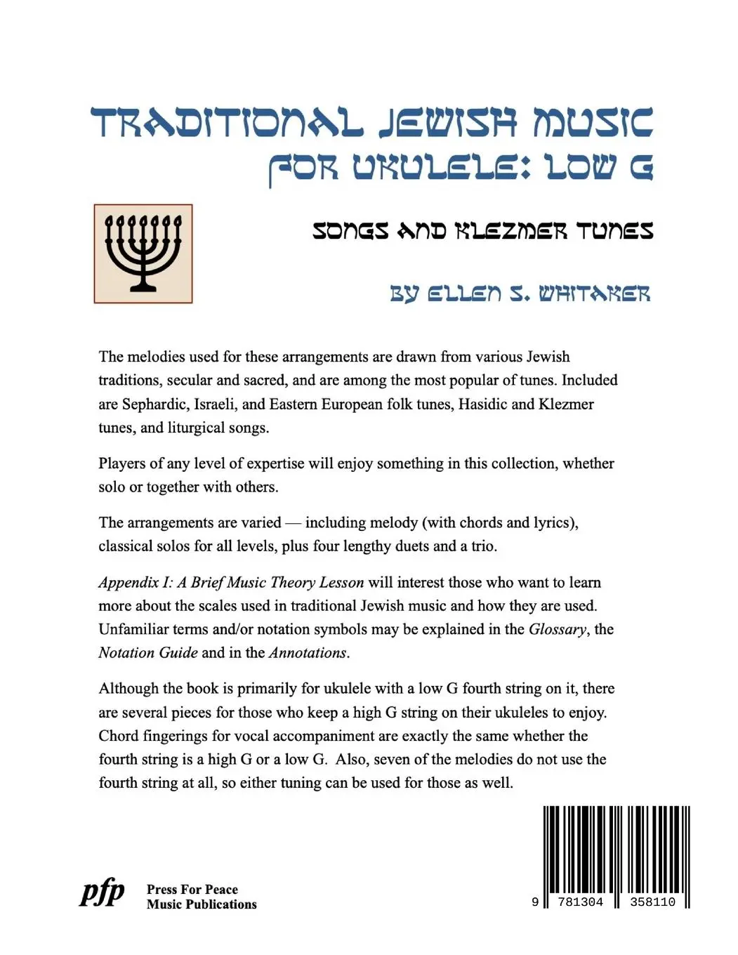Rückseite: 9781304358110 | Traditional Jewish Music for Ukulele | Low G: Songs and Klezmer Tunes