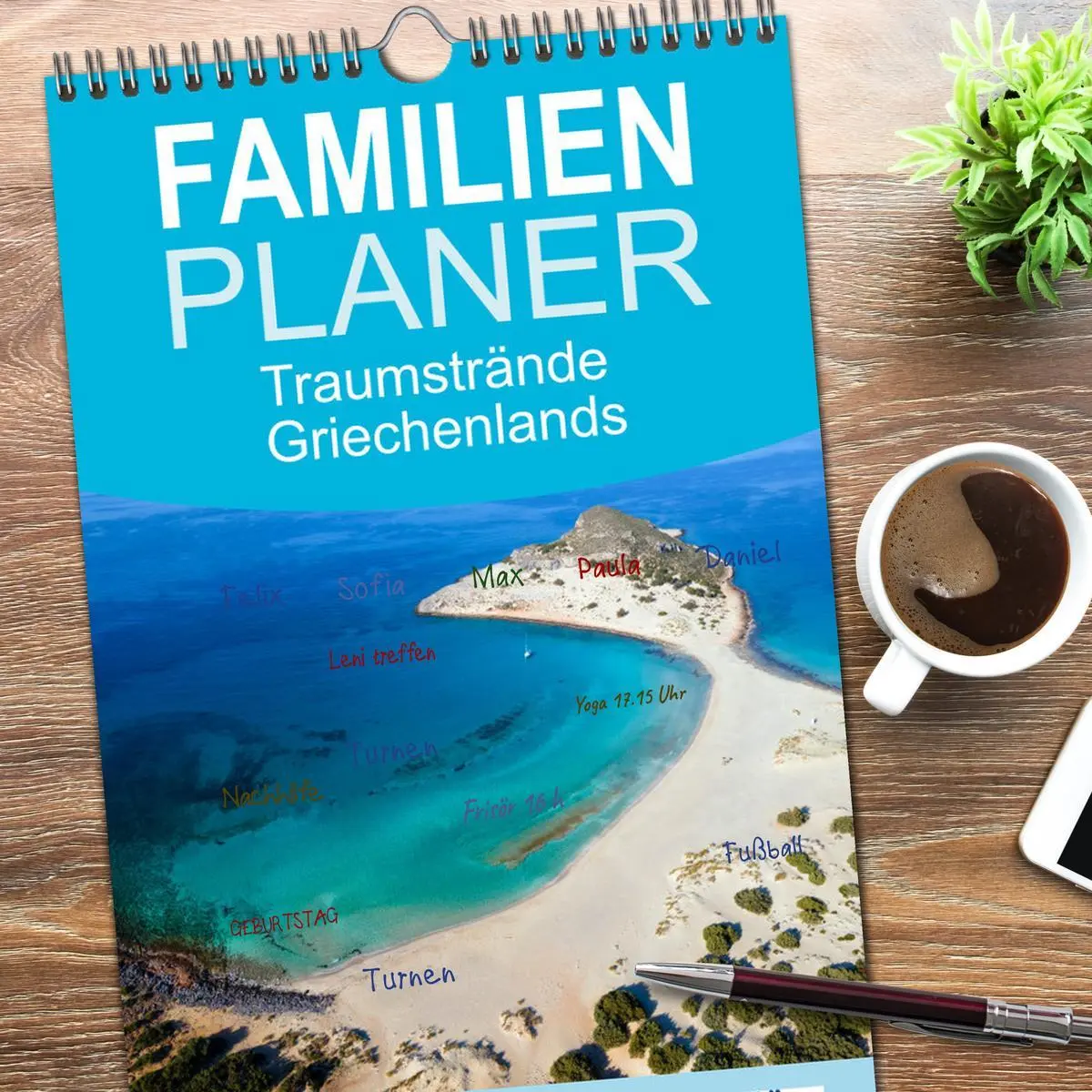 Bild: 9783516498110 | Familienplaner 2026 - Traumstrände Griechenlands mit 5 Spalten...