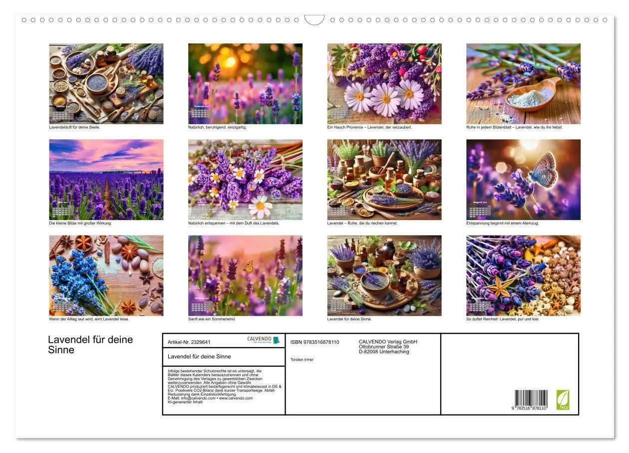 Bild: 9783516878110 | Lavendel für deine Sinne (Wandkalender 2027 DIN A2 quer), CALVENDO...
