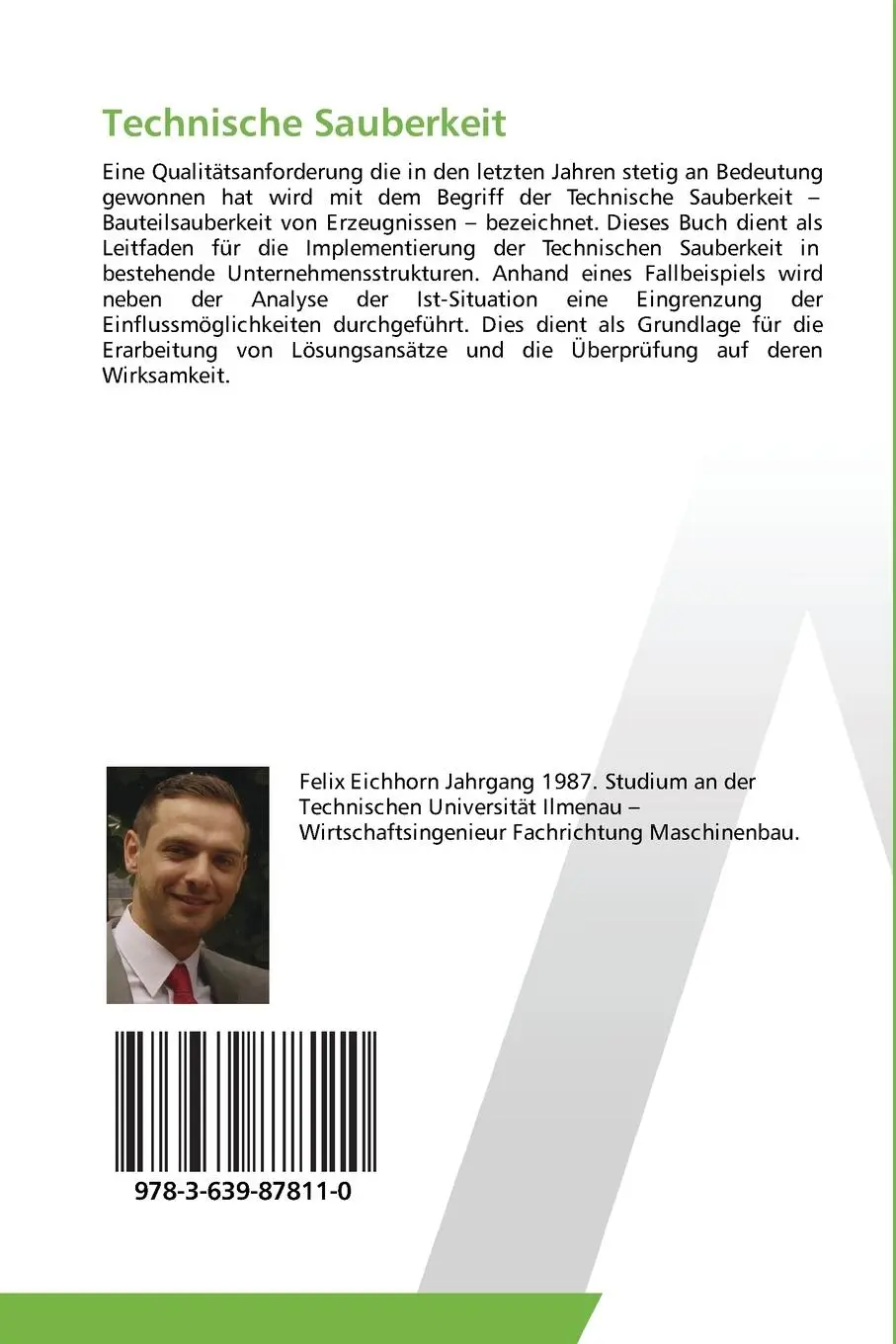 Rückseite: 9783639878110 | Technische Sauberkeit | steigendes Qualitätskriterium | Felix Eichhorn