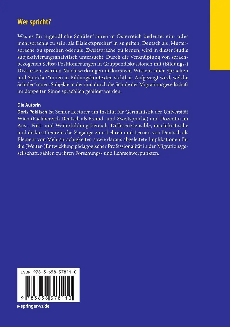 Rückseite: 9783658378110 | Wer spricht? | Doris Pokitsch | Taschenbuch | Paperback | xiii | 2022