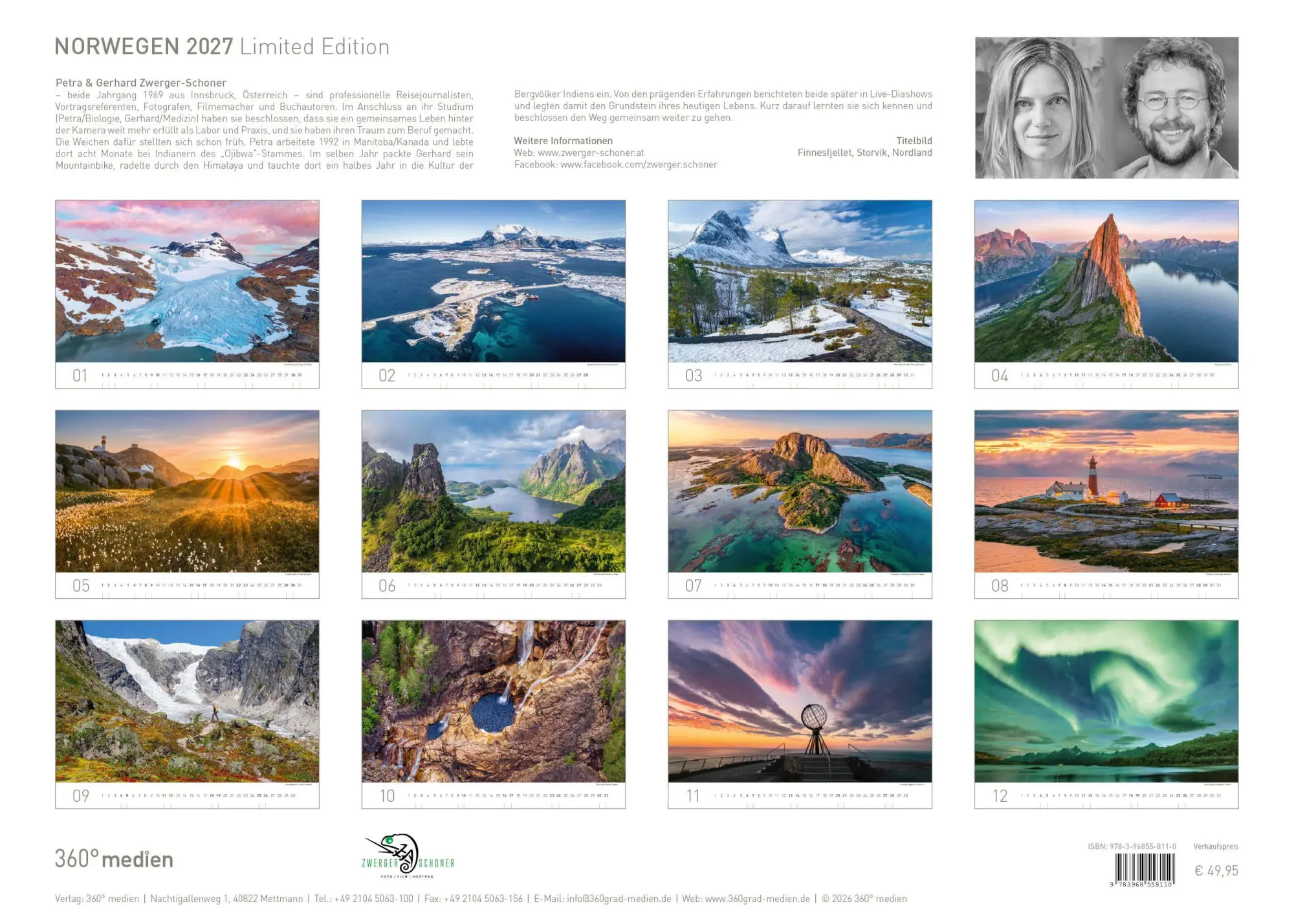 Bild: 9783968558110 | Norwegen Exklusivkalender 2027 | Limited Edition (70 x 50 cm) | 14 S.