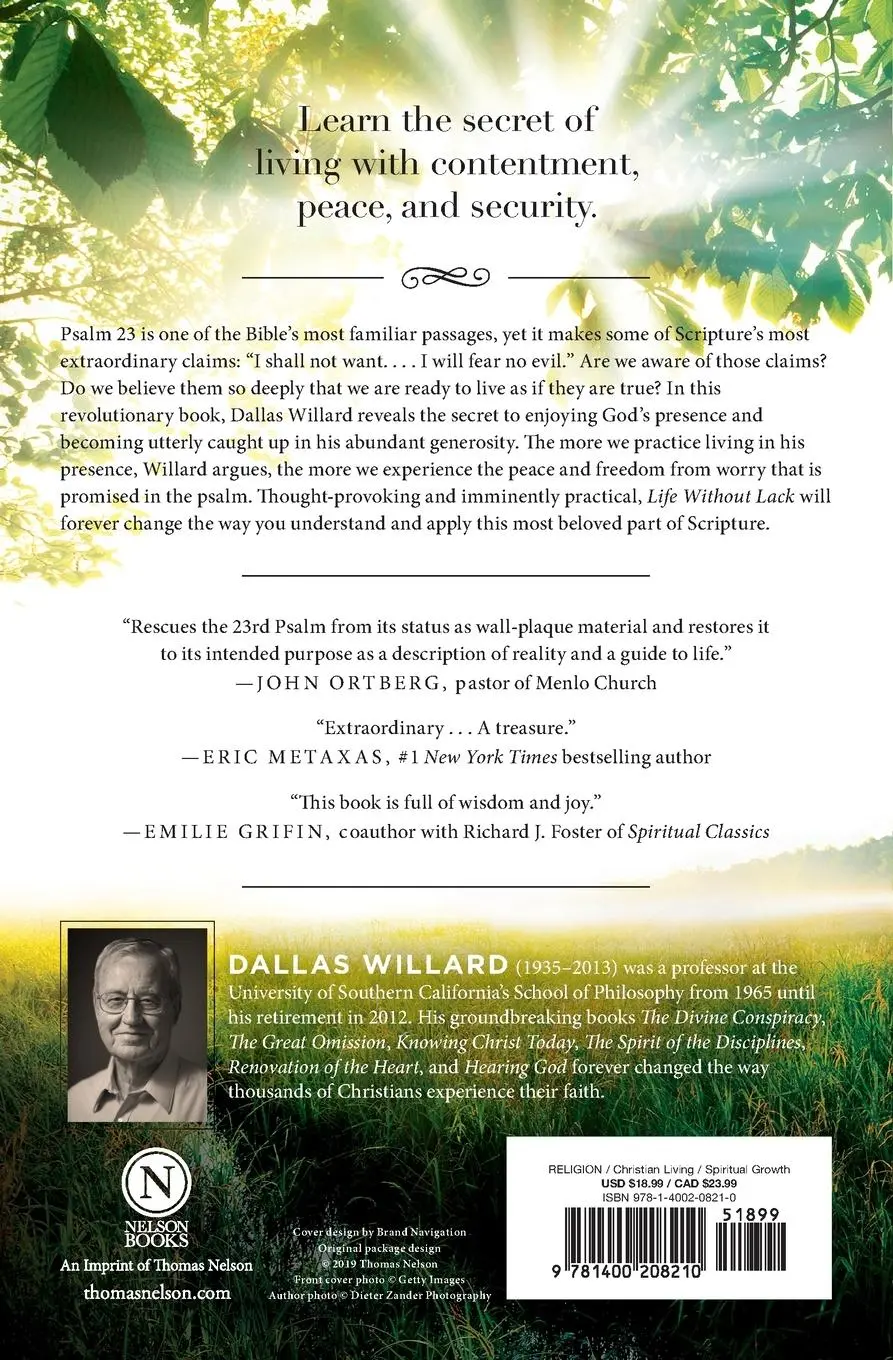 Rückseite: 9781400208210 | Life Without Lack | Living in the Fullness of Psalm 23 | Willard