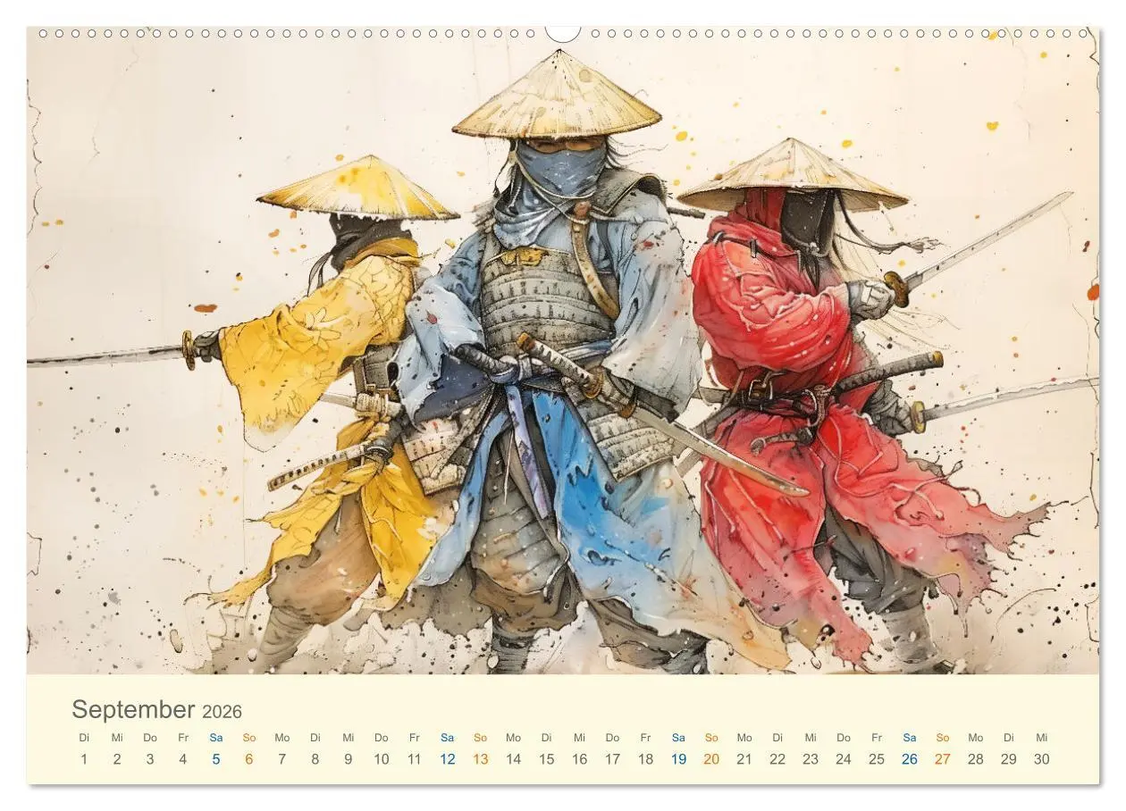 Bild: 9783457398210 | Samurai - whimsical inked style (hochwertiger Premium Wandkalender...