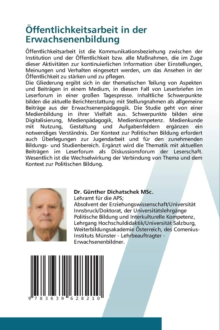 Rückseite: 9783639628210 | Öffentlichkeitsarbeit in der Erwachsenenbildung | Günther Dichatschek