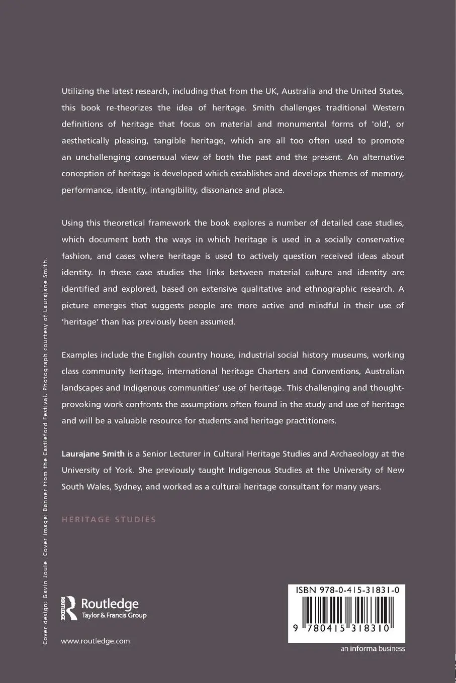 Rückseite: 9780415318310 | Uses of Heritage | Laurajane Smith | Taschenbuch | Englisch | 2006