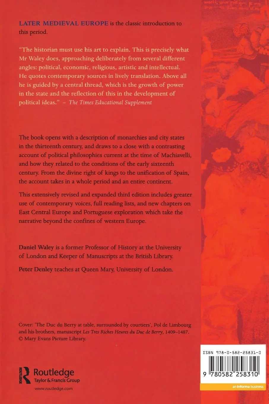 Rückseite: 9780582258310 | Later Medieval Europe | 1250-1520 | Daniel Waley (u. a.) | Taschenbuch