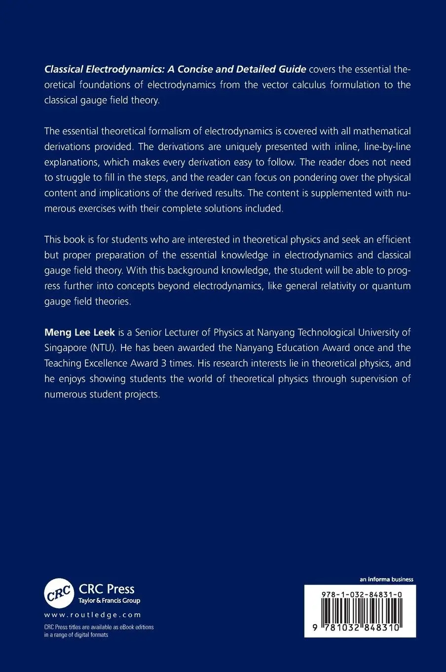 Rückseite: 9781032848310 | Classical Electrodynamics | A Concise and Detailed Guide | Leek | Buch