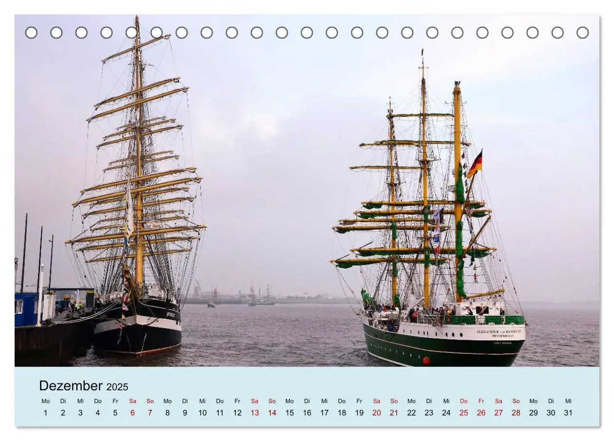 Bild: 9783435438310 | Parade der Windjammer - 2025 (Tischkalender 2025 DIN A5 quer),...