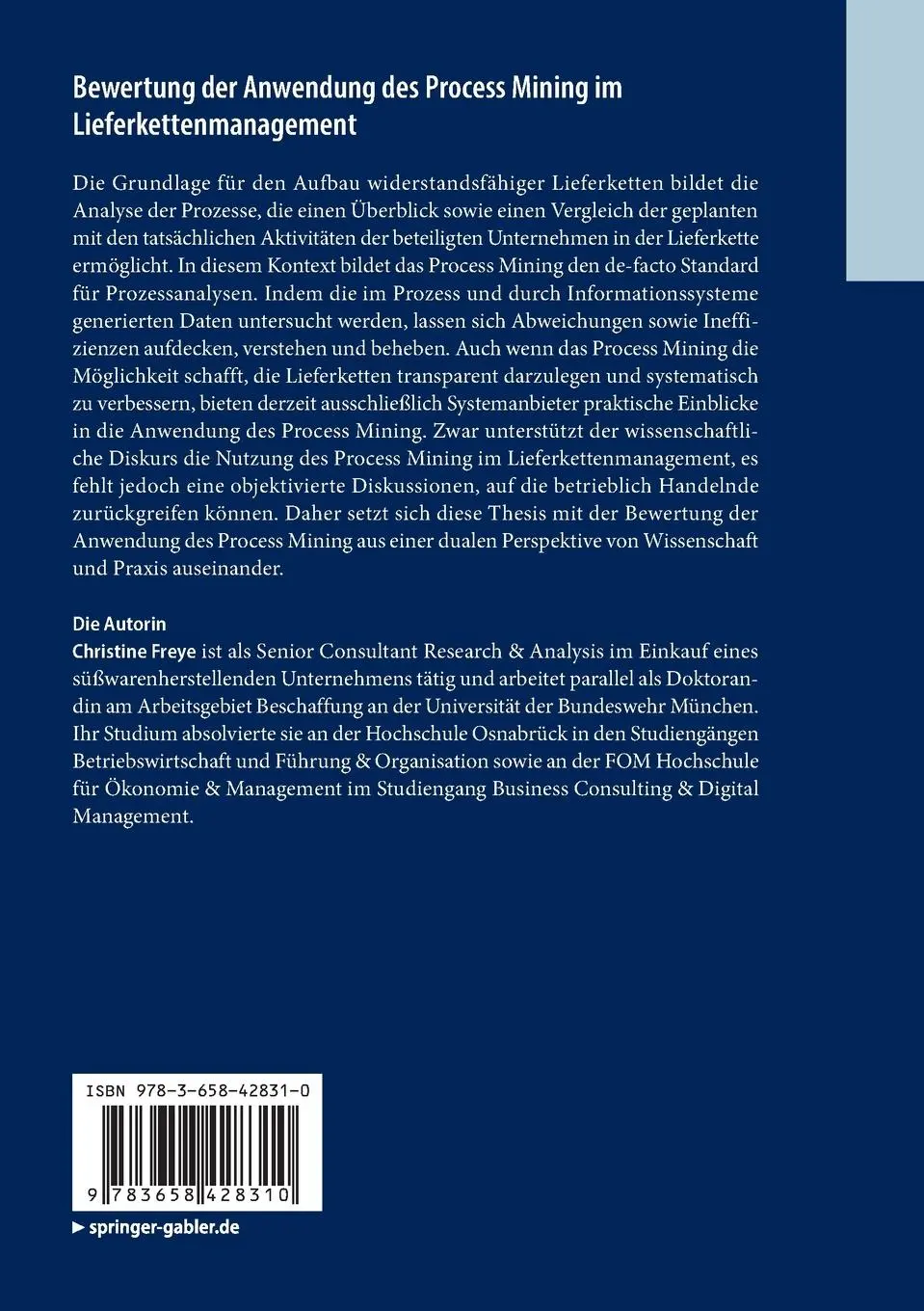 Rückseite: 9783658428310 | Bewertung der Anwendung des Process Mining im Lieferkettenmanagement