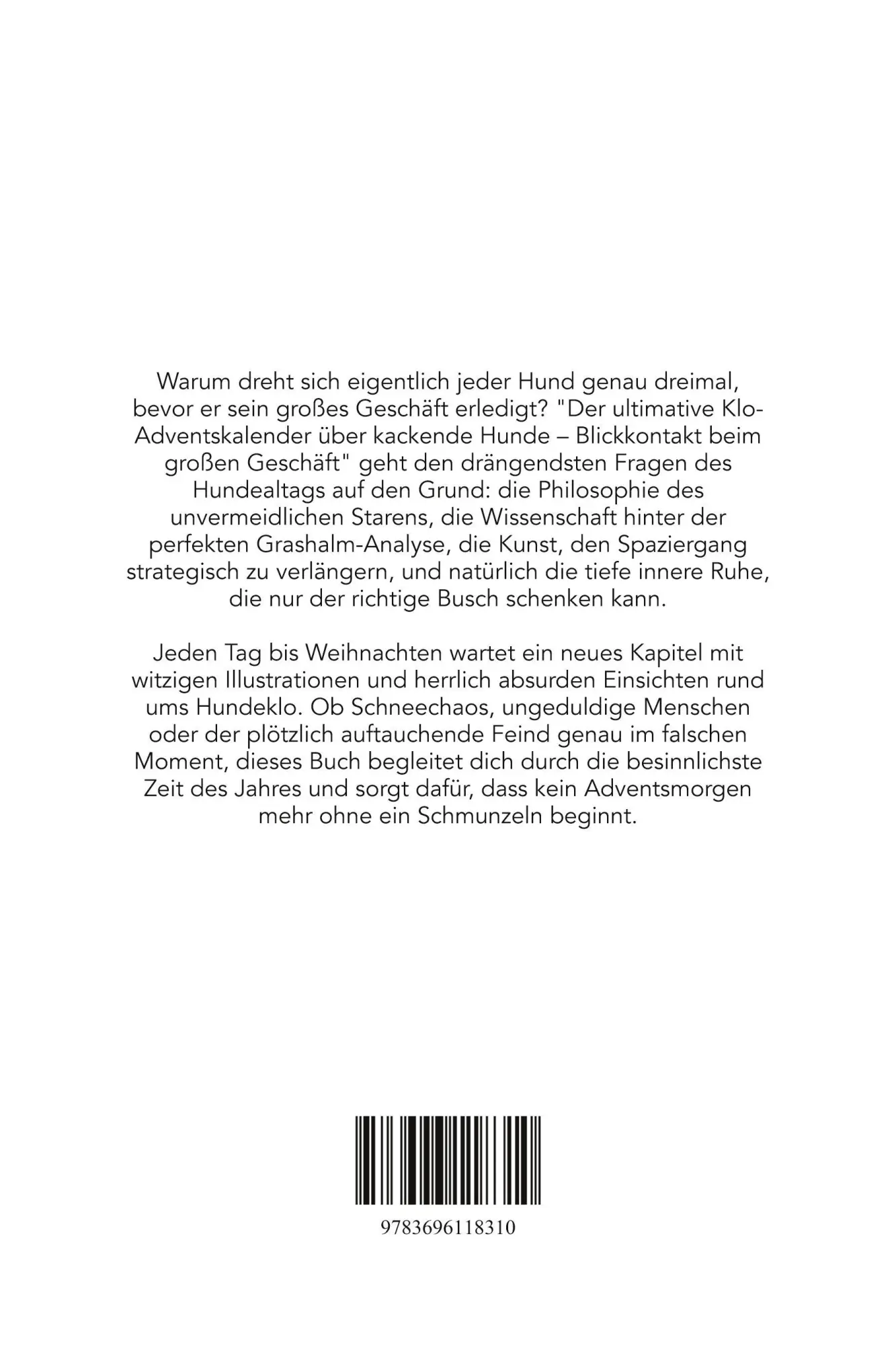 Rückseite: 9783696118310 | Der ultimative Klo-Adventskalender über kackende Hunde | Liam Schmitz