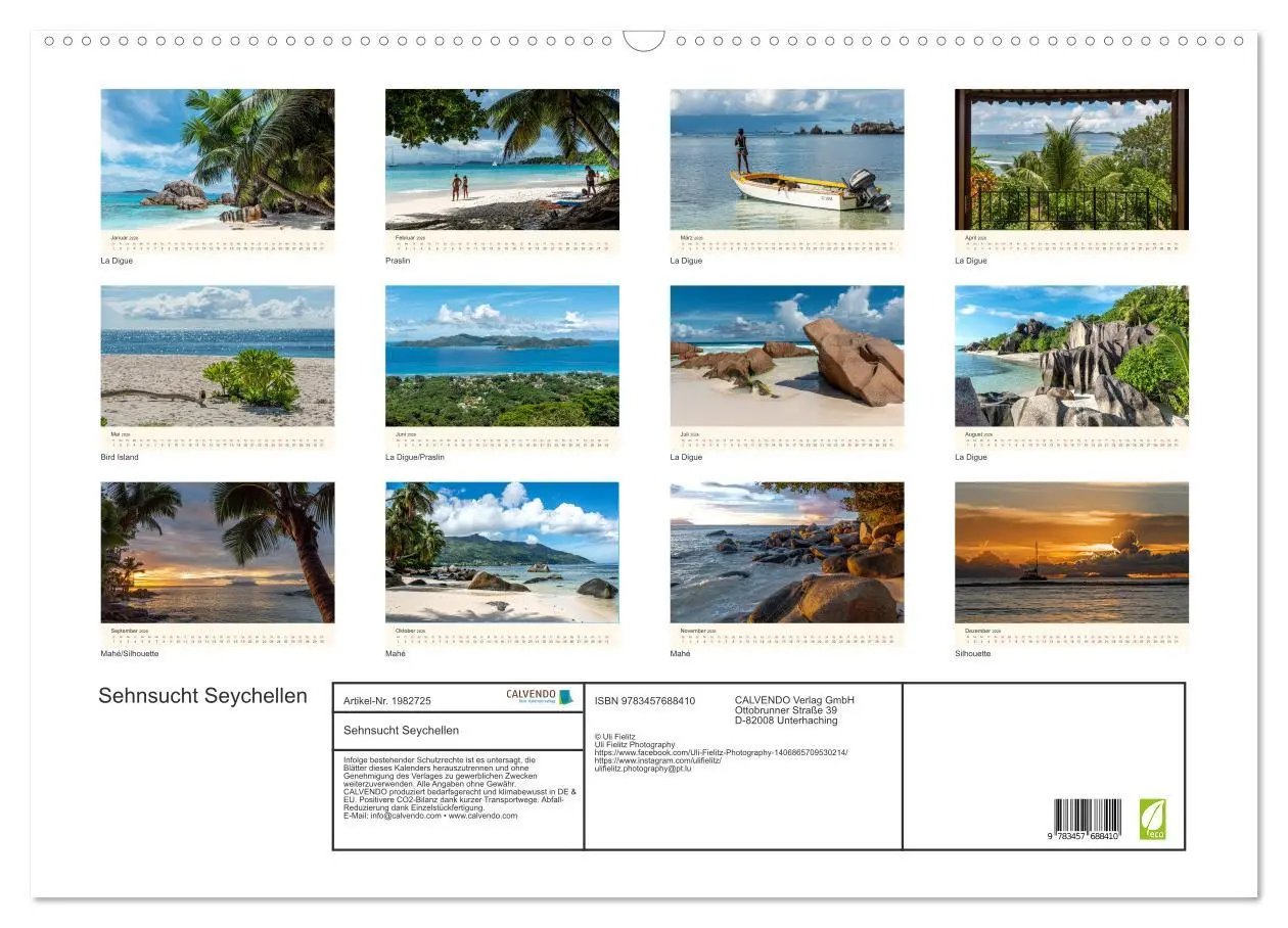 Bild: 9783457688410 | Sehnsucht Seychellen (Wandkalender 2026 DIN A2 quer), CALVENDO...