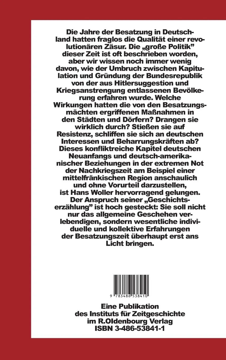 Rückseite: 9783486538410 | Gesellschaft und Politik in der amerikanischen Besatzungszone | Woller