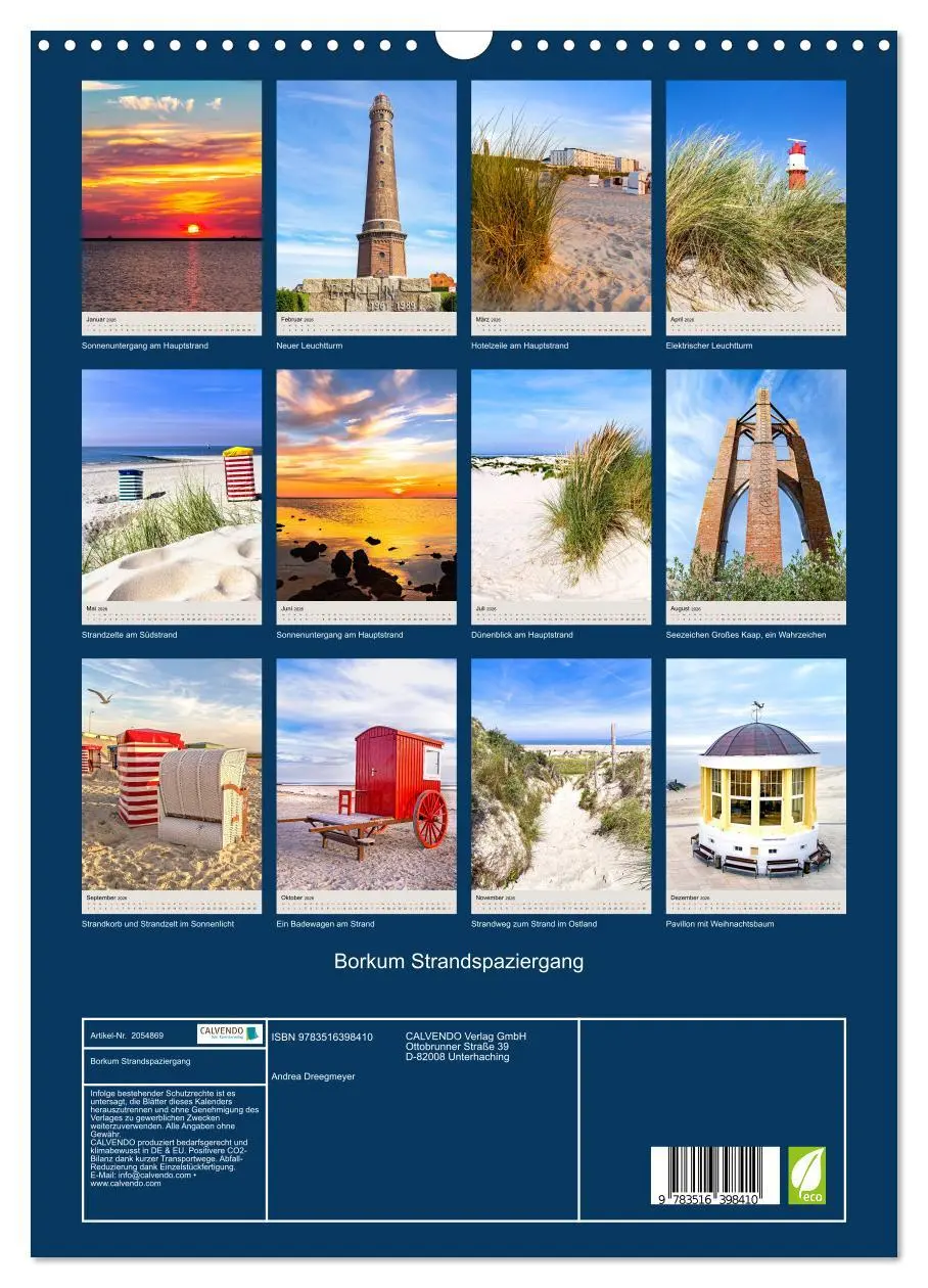 Bild: 9783516398410 | Borkum Strandspaziergang (Wandkalender 2026 DIN A3 hoch), CALVENDO...