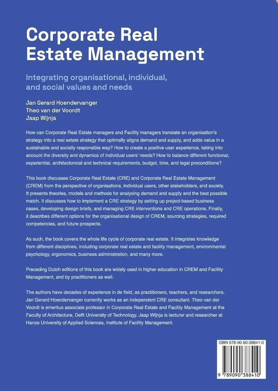 Rückseite: 9789090388410 | Corporate Real Estate Management | Jan Gerard Hoendervanger (u. a.)