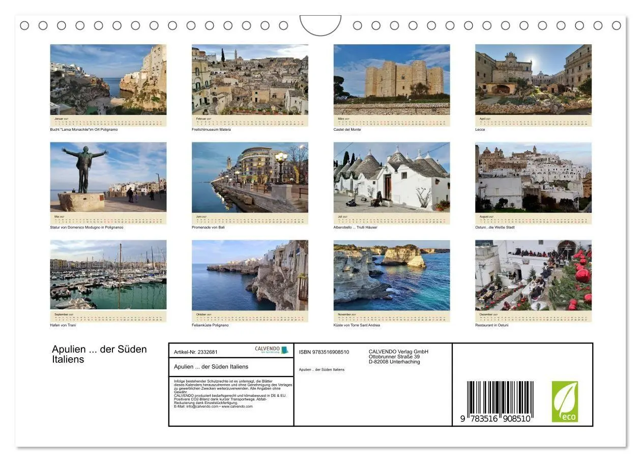 Bild: 9783516908510 | Apulien... der Süden Italiens (Wandkalender 2027 DIN A4 quer),...