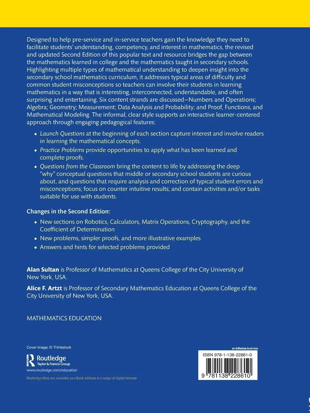 Rückseite: 9781138228610 | The Mathematics That Every Secondary School Math Teacher Needs to Know