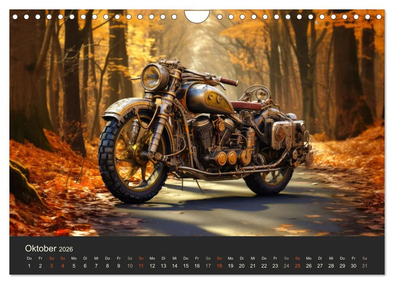 Bild: 9783457358610 | Steampunk Motorräder (Wandkalender 2026 DIN A4 quer), CALVENDO...
