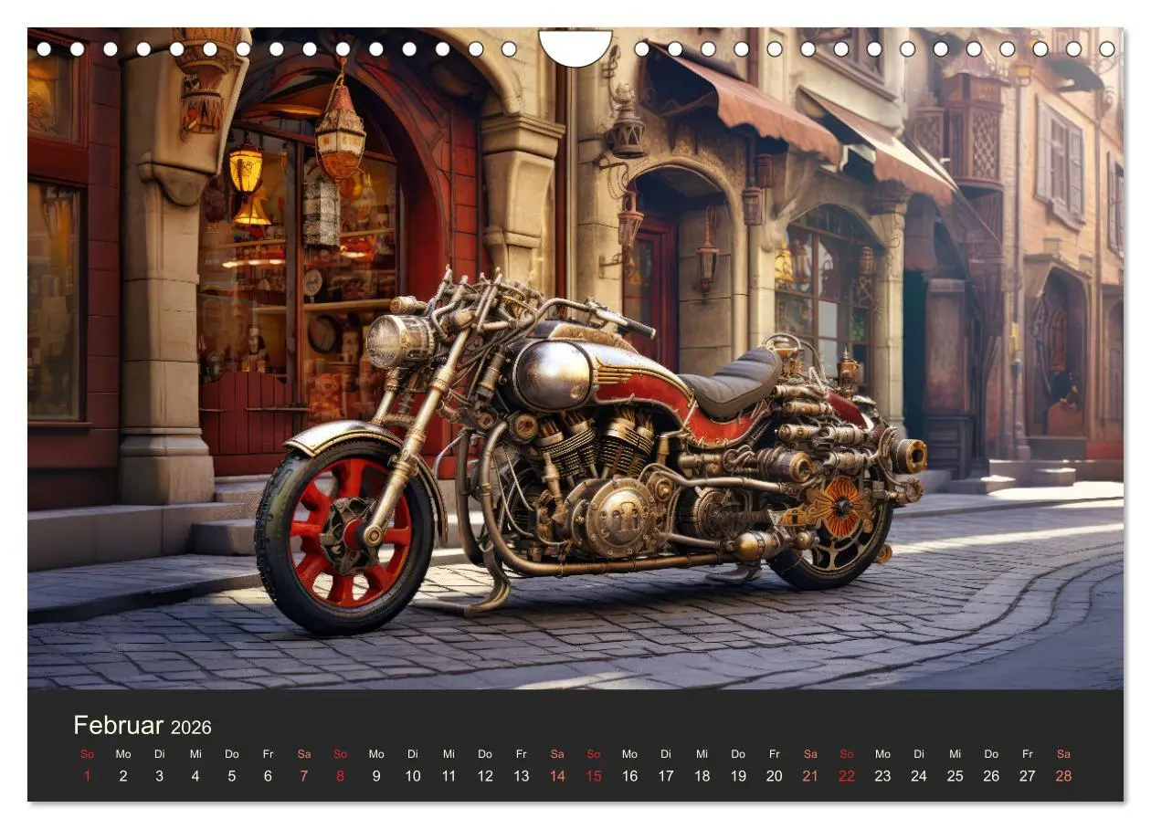 Bild: 9783457358610 | Steampunk Motorräder (Wandkalender 2026 DIN A4 quer), CALVENDO...