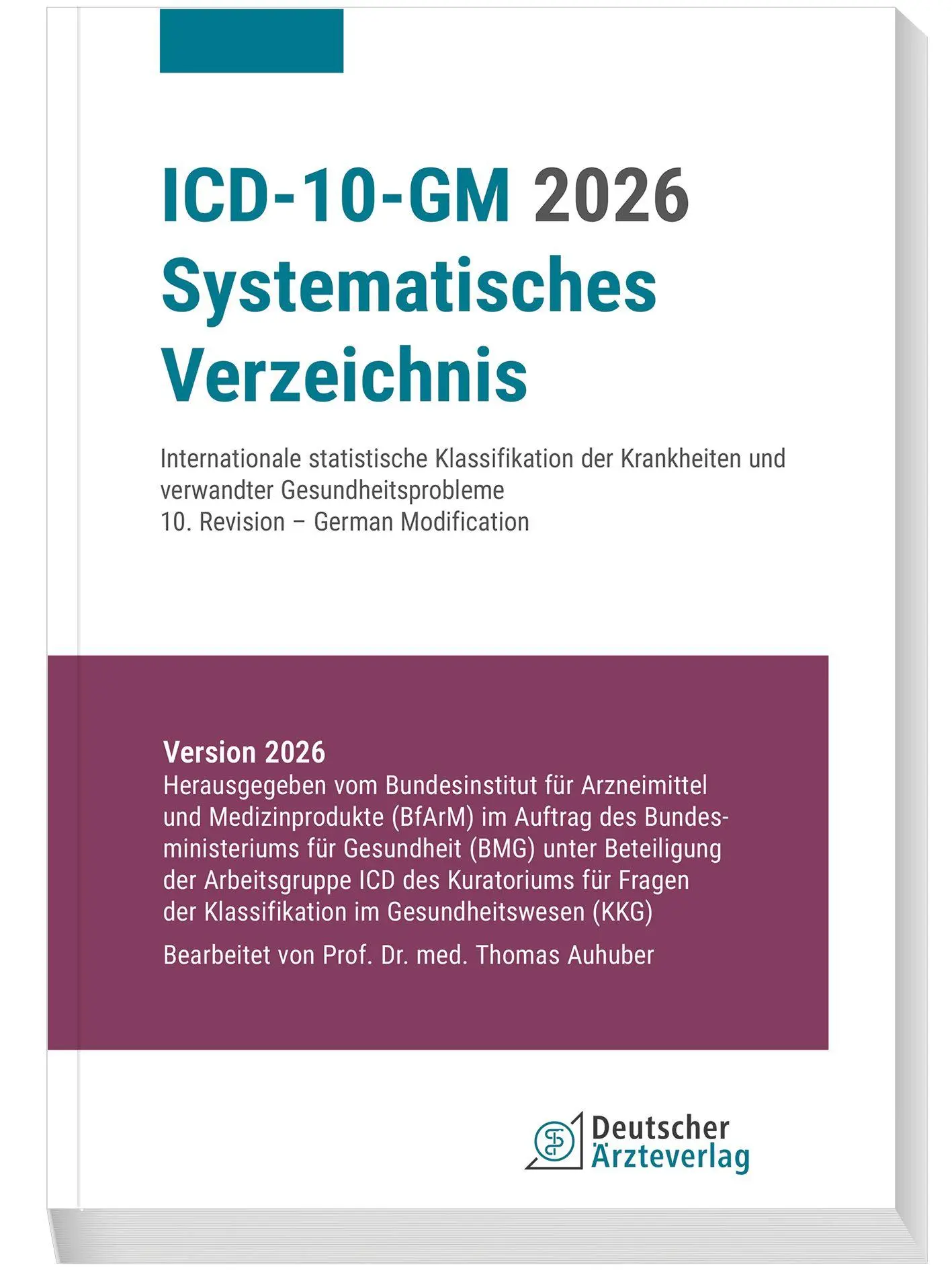 Cover: 9783769138610 | ICD-10-GM 2026 Systematisches Verzeichnis | Taschenbuch | 832 S.