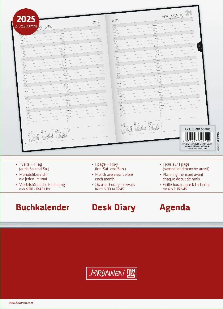 Bild: 4061947128710 | Buchkalender Modell 787 (2025) | 1 Seite = 1 Tag, A4 | Kalender | 2025