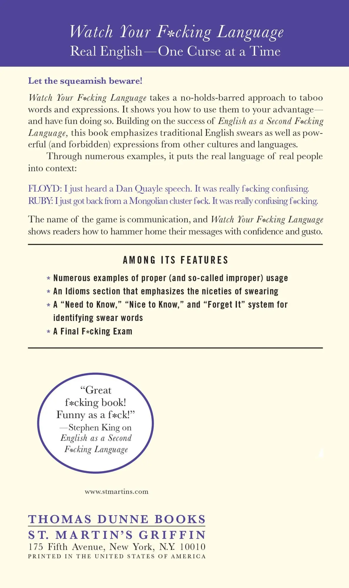 Rückseite: 9780312318710 | Watch Your F*cking Language | Sterling Johnson | Taschenbuch | 2004
