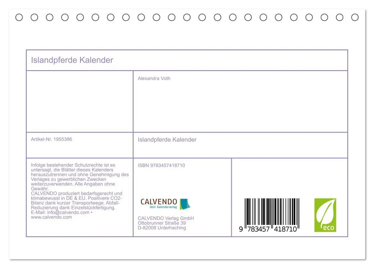 Bild: 9783457418710 | Islandpferde Kalender (Tischkalender 2026 DIN A5 quer), CALVENDO...