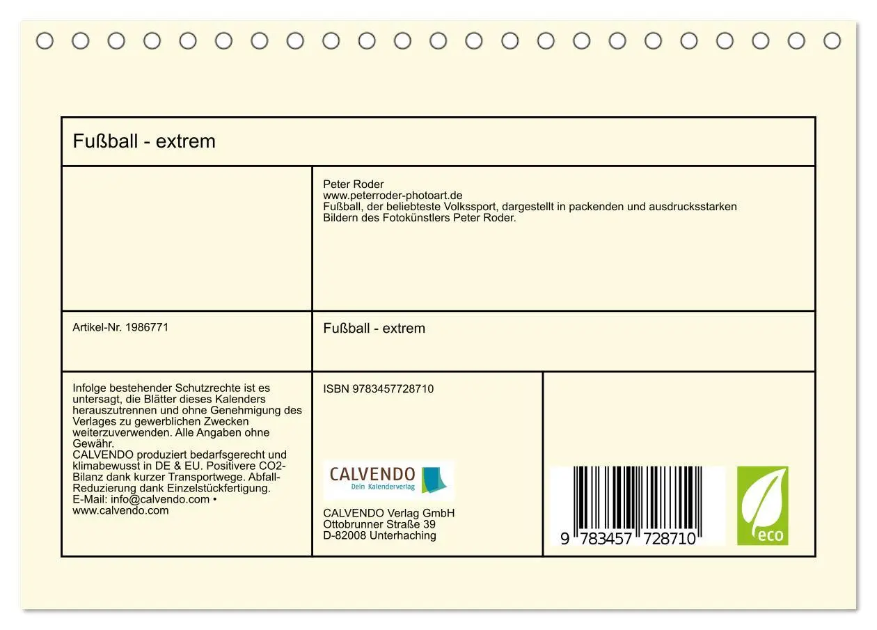 Bild: 9783457728710 | Fußball - extrem (Tischkalender 2026 DIN A5 quer), CALVENDO...