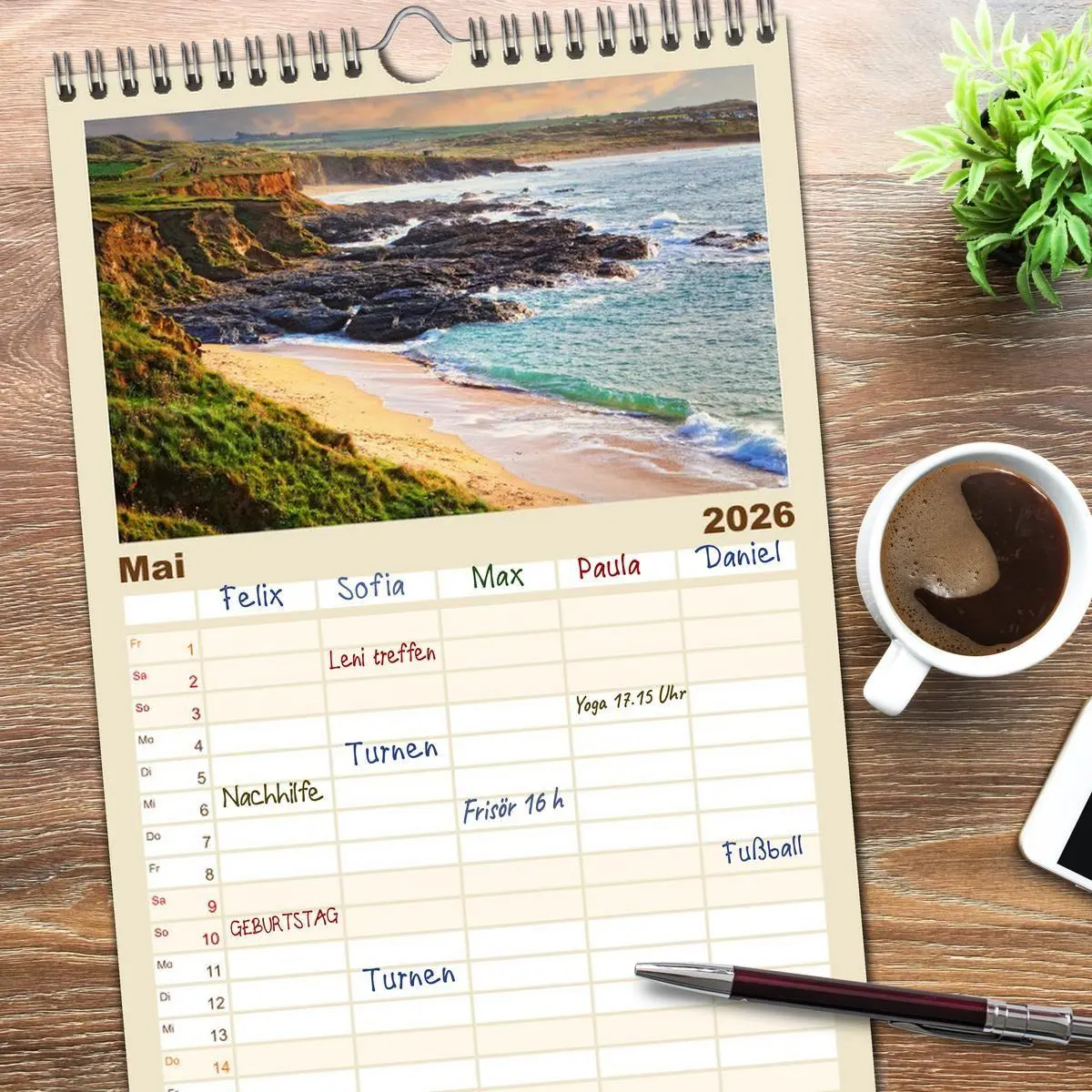Bild: 9783516508710 | Familienplaner 2026 - Cornwall - Einzigartig mit 5 Spalten...