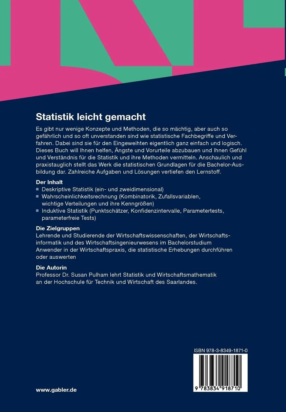 Rückseite: 9783834918710 | Statistik leicht gemacht | Susan Pulham | Taschenbuch | Deutsch | 2011