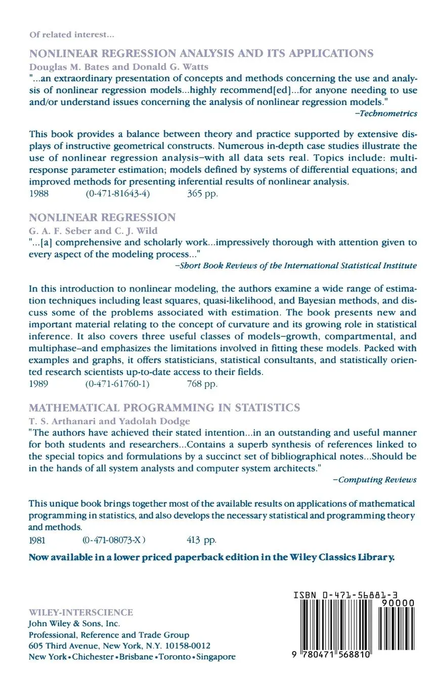 Rückseite: 9780471568810 | Alternative Methods of Regression | David Birkes (u. a.) | Buch | 1993