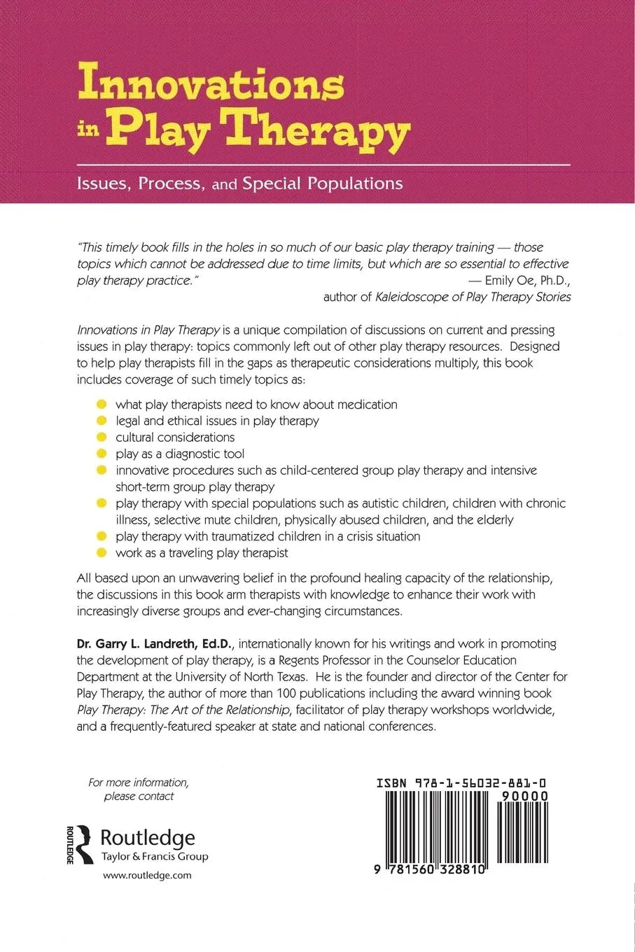 Rückseite: 9781560328810 | Innovations in Play Therapy | Garry L. Landreth | Taschenbuch | 2000