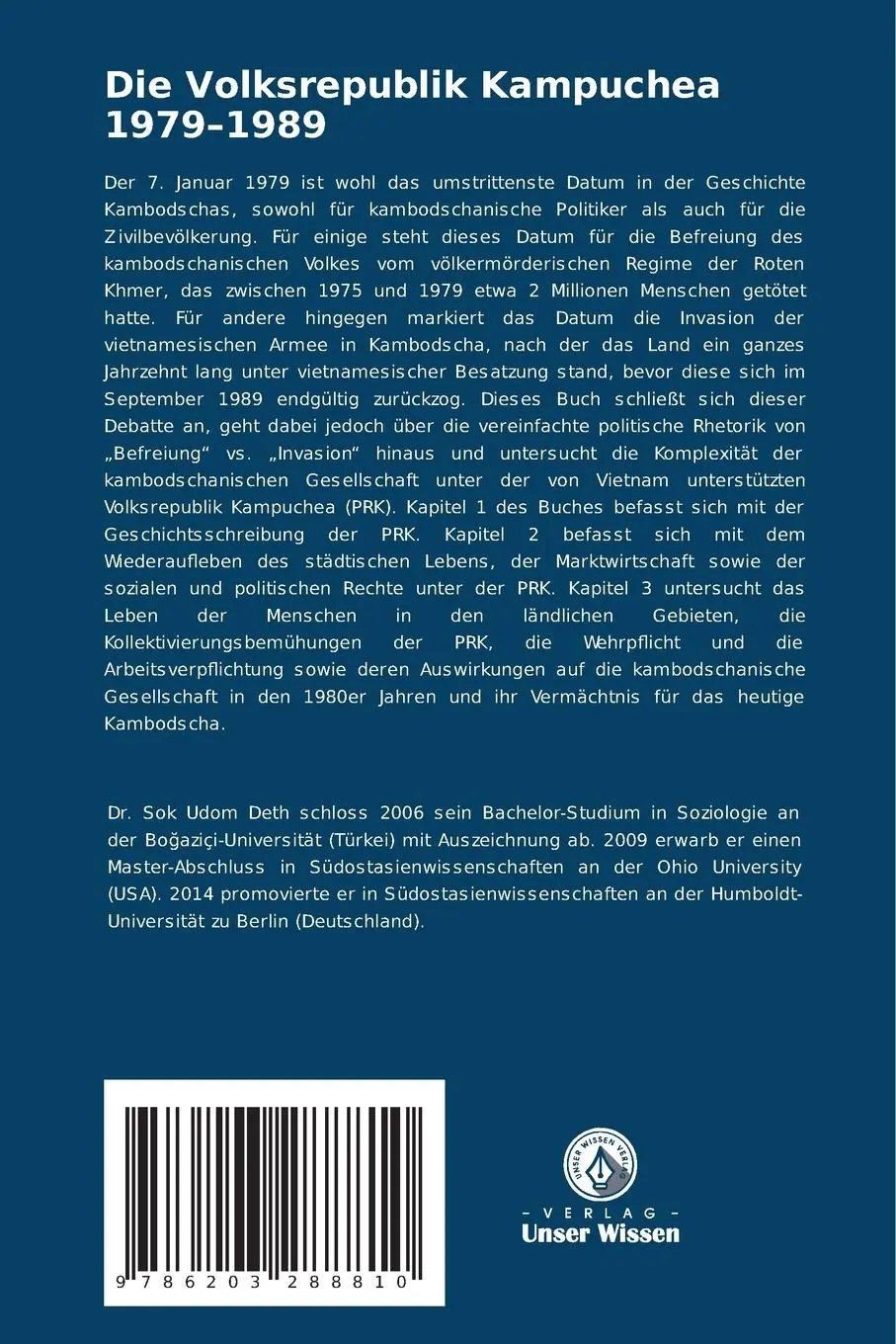 Rückseite: 9786203288810 | Die Volksrepublik Kampuchea 1979-1989 | Eine kurze Geschichte | Deth
