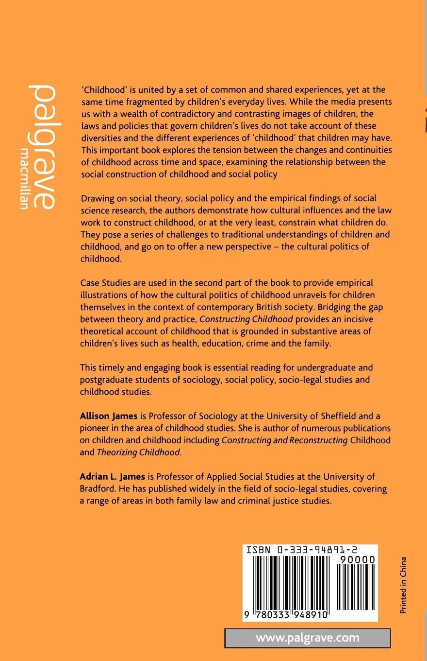 Rückseite: 9780333948910 | Constructing Childhood | Theory, Policy and Social Practice | Buch