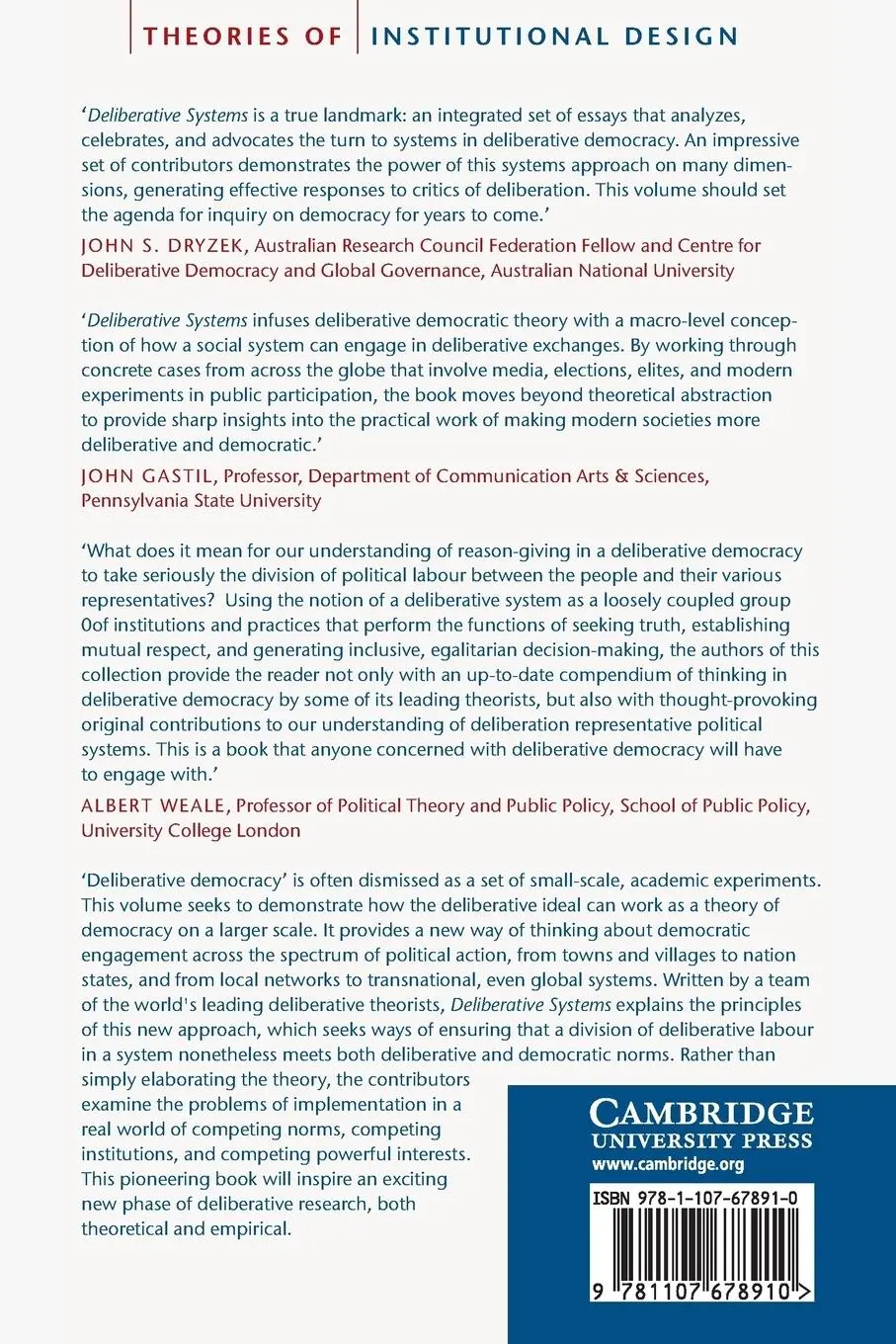 Rückseite: 9781107678910 | Deliberative Systems | Deliberative Democracy at the Large Scale
