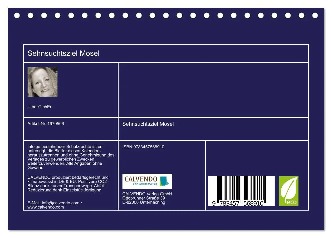 Bild: 9783457568910 | Sehnsuchtsziel Mosel (Tischkalender 2026 DIN A5 quer), CALVENDO...