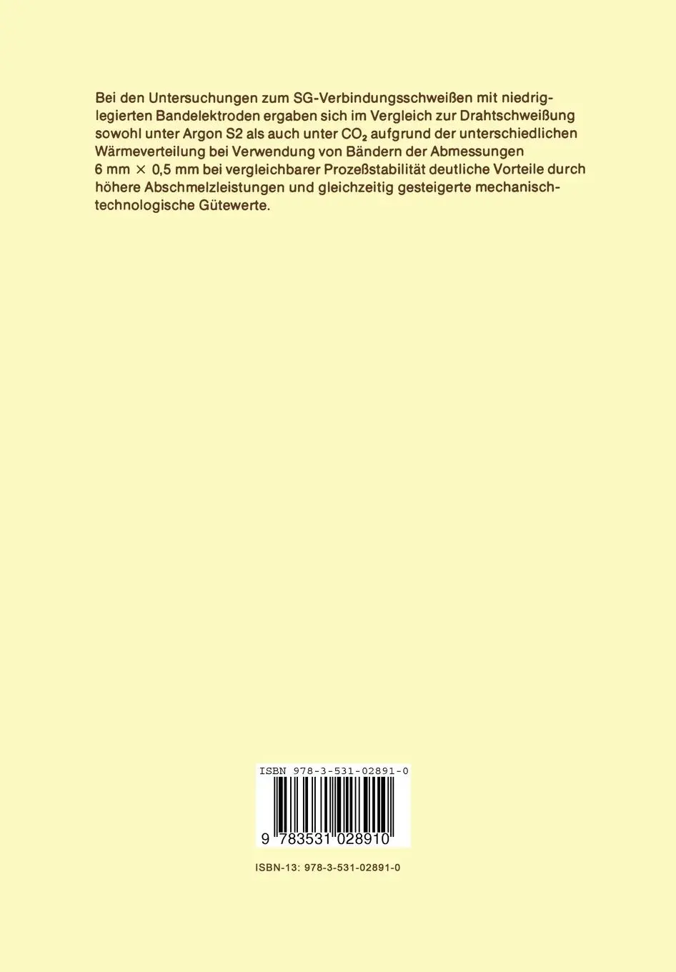 Rückseite: 9783531028910 | Untersuchung der Technologie des Verbindungsschweißens mit...