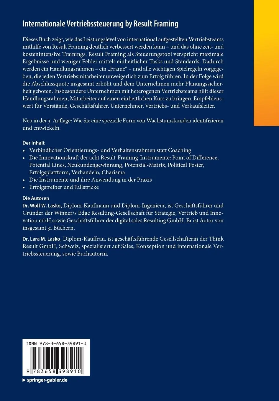 Rückseite: 9783658398910 | Internationale Vertriebssteuerung by Result Framing | Lasko (u. a.)
