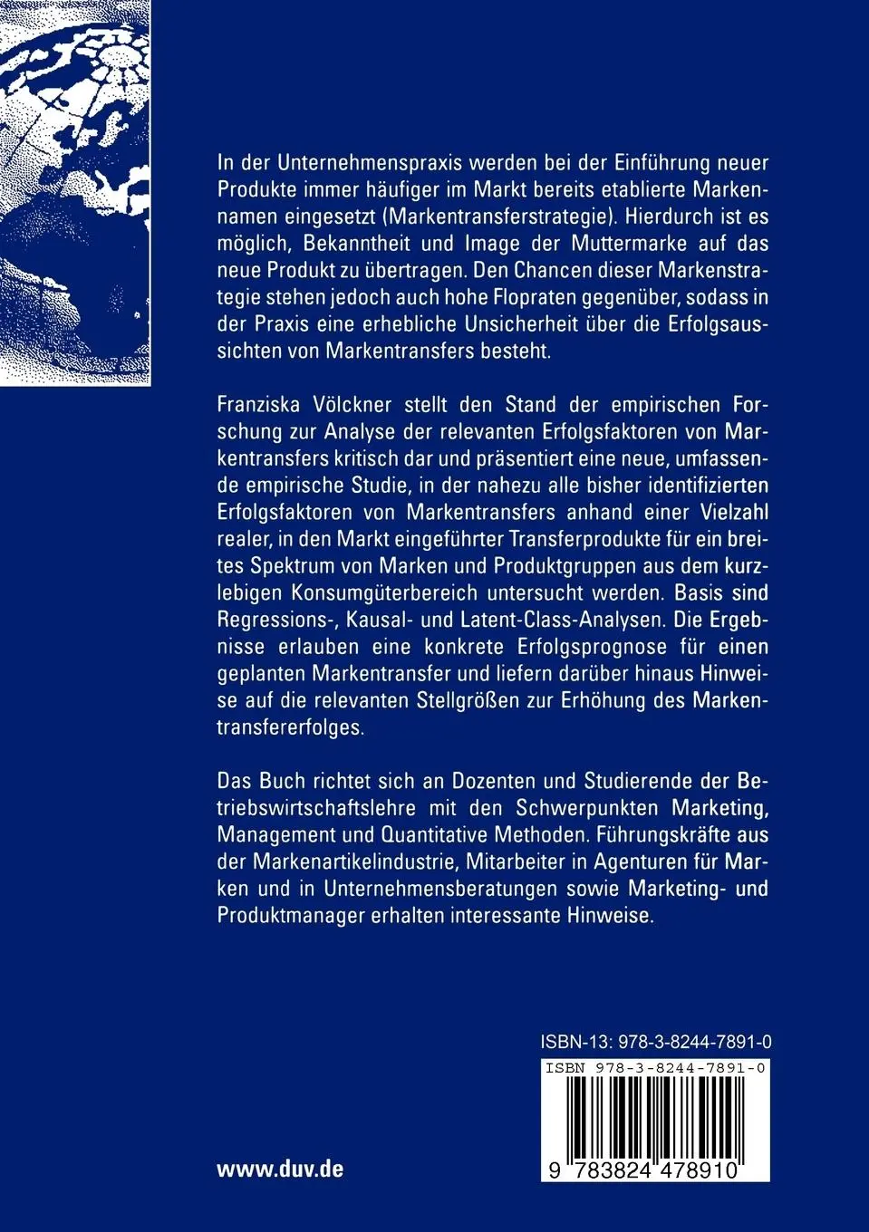 Rückseite: 9783824478910 | Neuprodukterfolg bei kurzlebigen Konsumgütern | Franziska Völckner