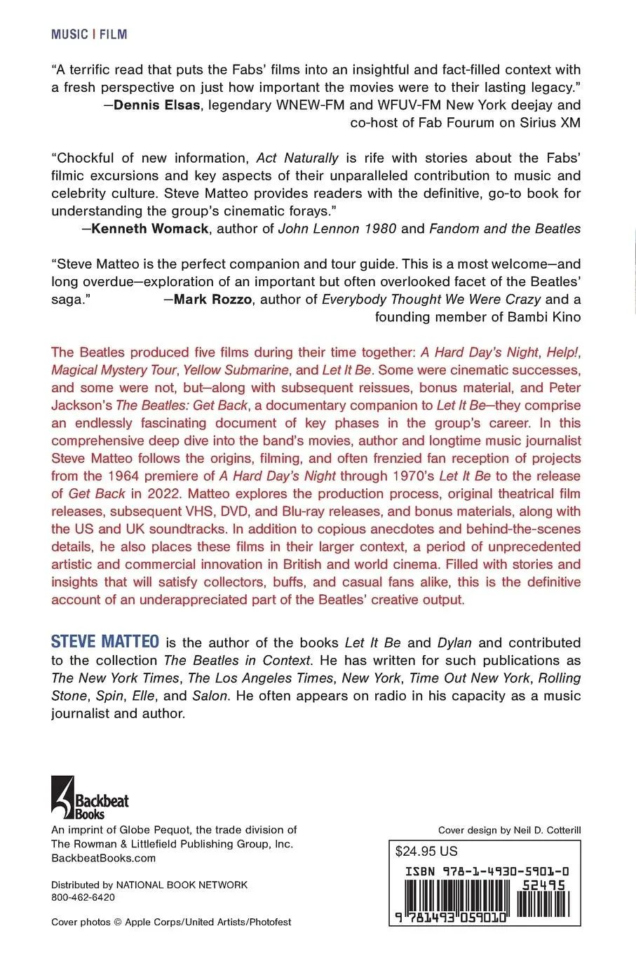 Rückseite: 9781493059010 | Act Naturally | The Beatles on Film | Steve Matteo | Taschenbuch