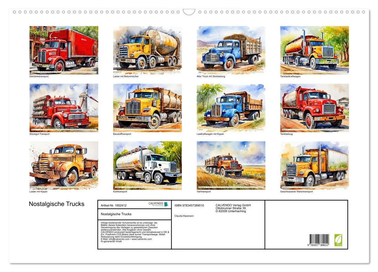 Bild: 9783457389010 | Nostalgische Trucks (Wandkalender 2026 DIN A2 quer), CALVENDO...