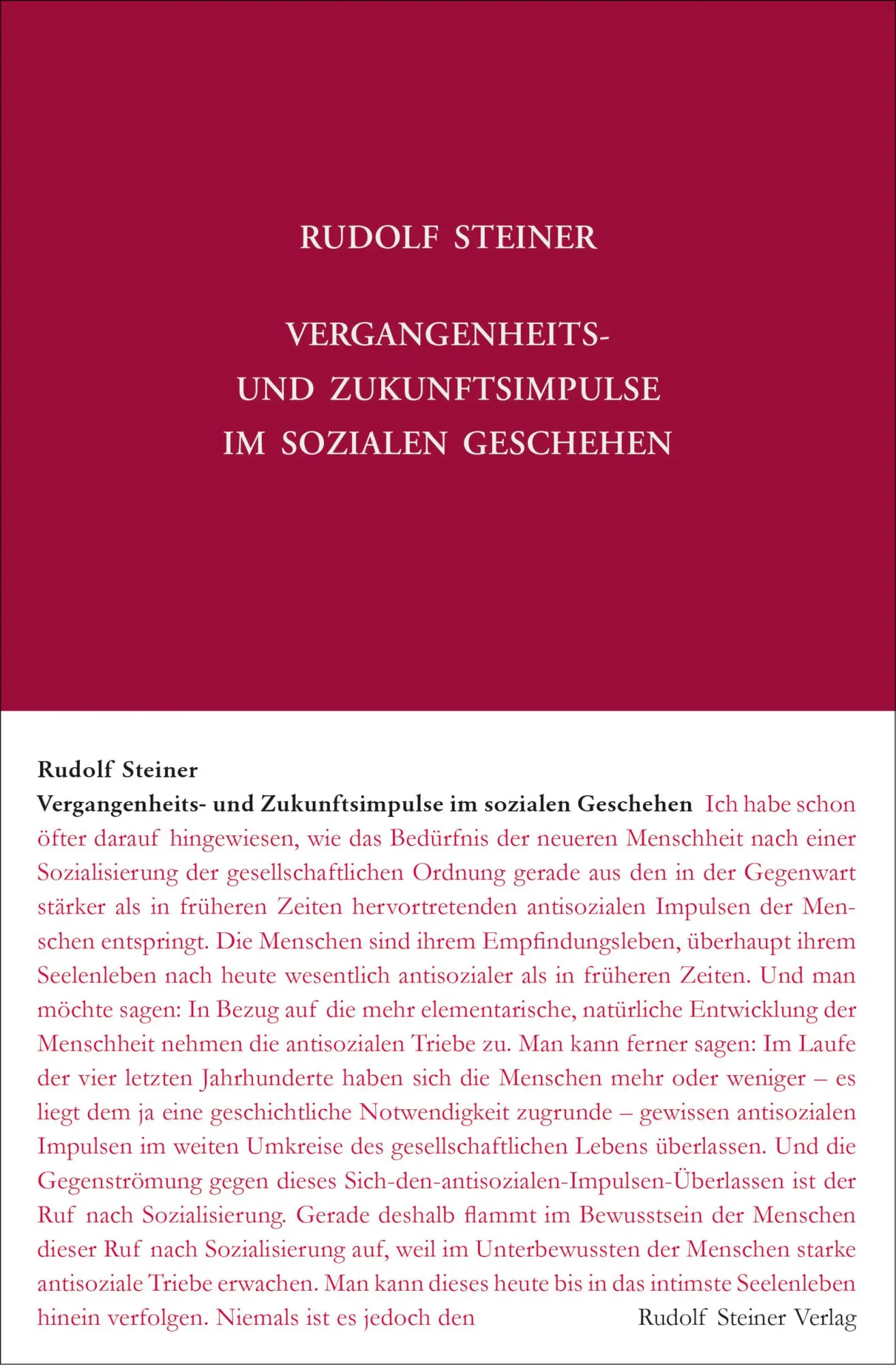 Cover: 9783727419010 | Vergangenheits- und Zukunftsimpulse im sozialen Geschehen | Steiner