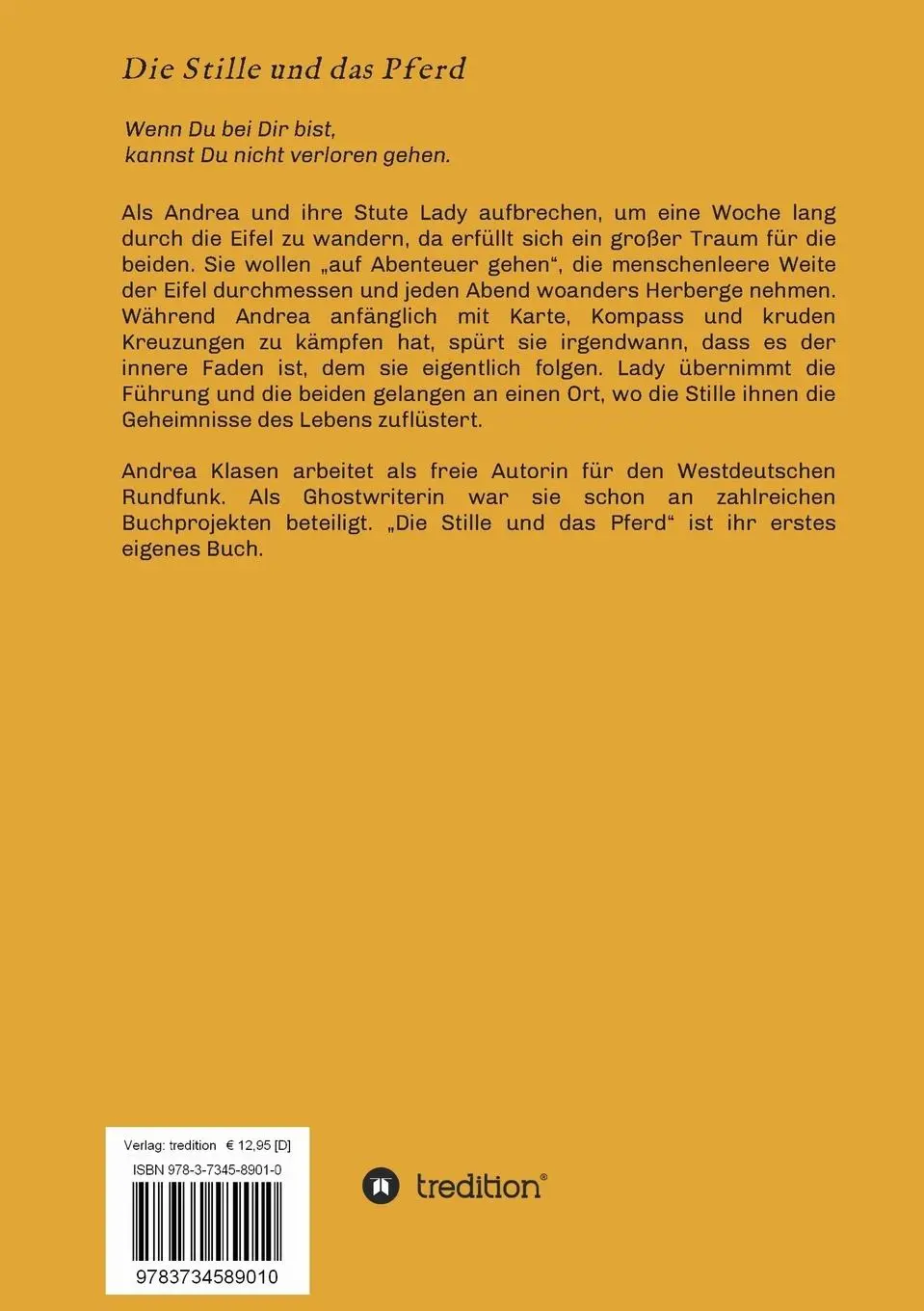 Rückseite: 9783734589010 | Die Stille und das Pferd | Pilgerreise zum Rande der Welt | Klasen